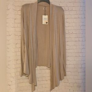 NWT COSSET Draped Cardigan Viscose/Bamboo Spandex Light Tan Women's Large